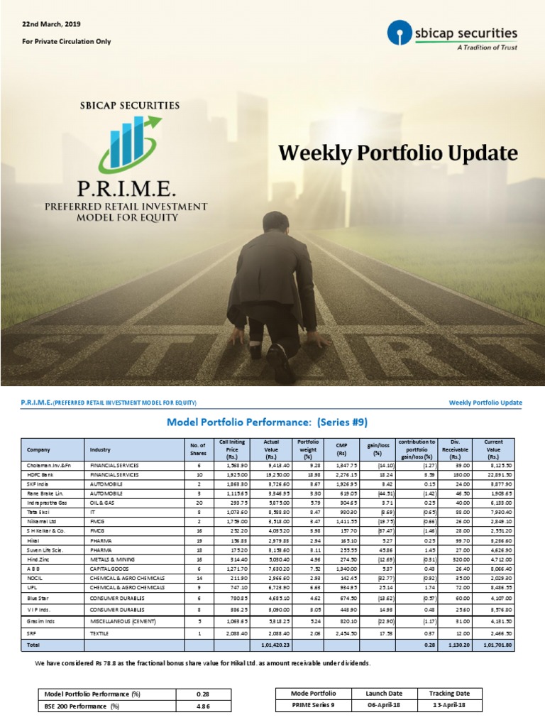 Weekly Equity Portfolio Update | PDF | Financial Analyst | Securities ...