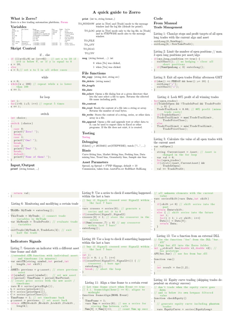 An Overview of the Zorro Trading Automation Platform PDF String