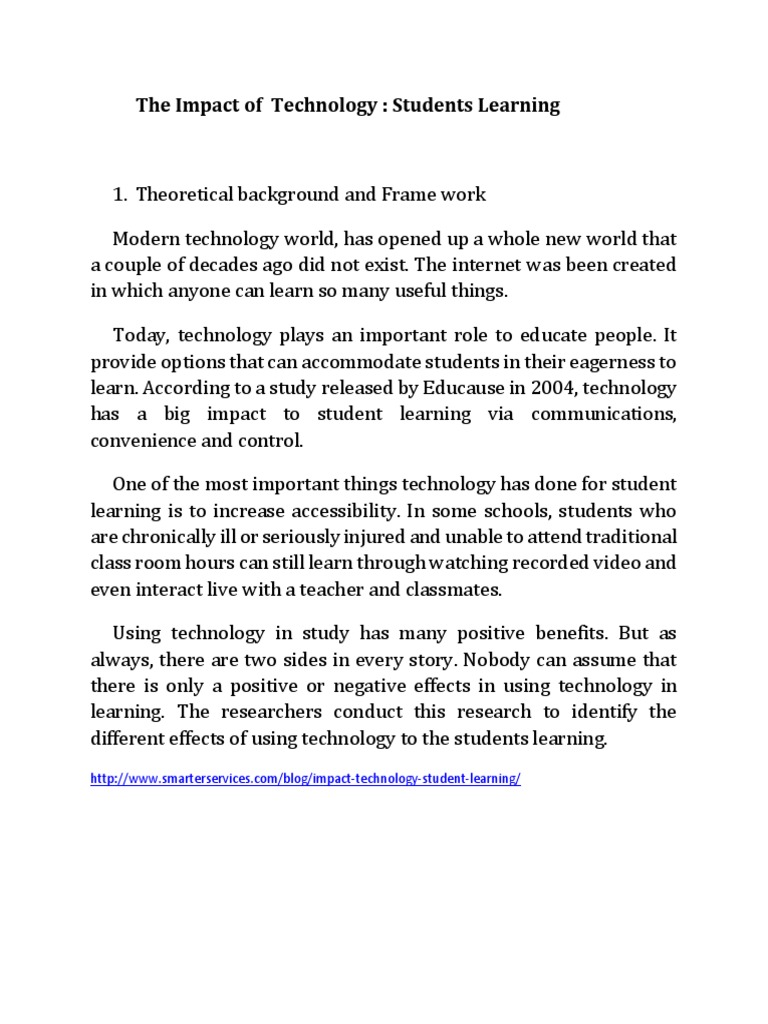 The Effect of Technology To The Students Learning | PDF