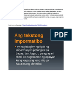 Ang Salitang Impormatibo Ay Nagmula Sa Salitang Ingles Na Inform Na Nangangahulugan Na Magbigay NG Impormasyon o Magpaliwanag NG Malinaw at Walang Pagkiling Tungkol Sa Iba