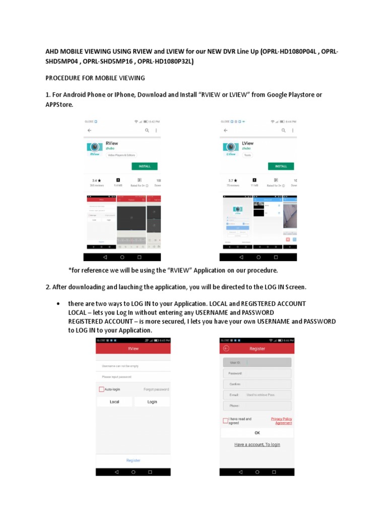 AHD Mobile Viewing For RView and LView | PDF