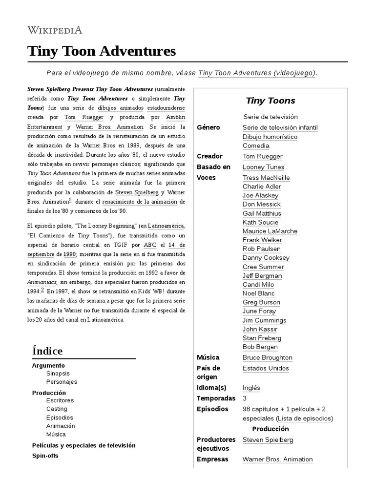 Tiny Toon Adventures | PDF | Dibujos animados | Animación, image size:768x1024