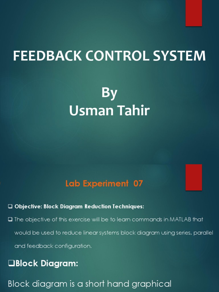 Feedback Control System by Usman Tahir | PDF | Matlab | Feedback