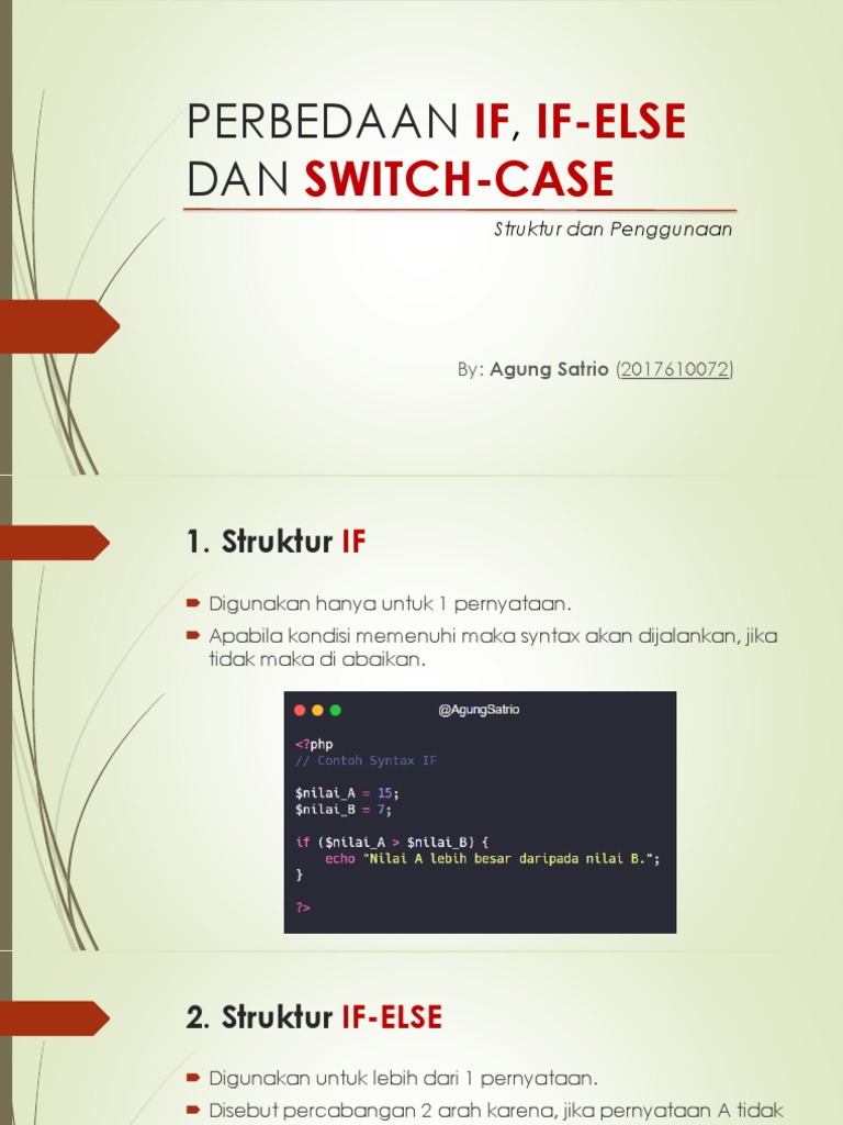 Perbedaan Struktur IF-ELSE Dan SWITCH-CASE | PDF