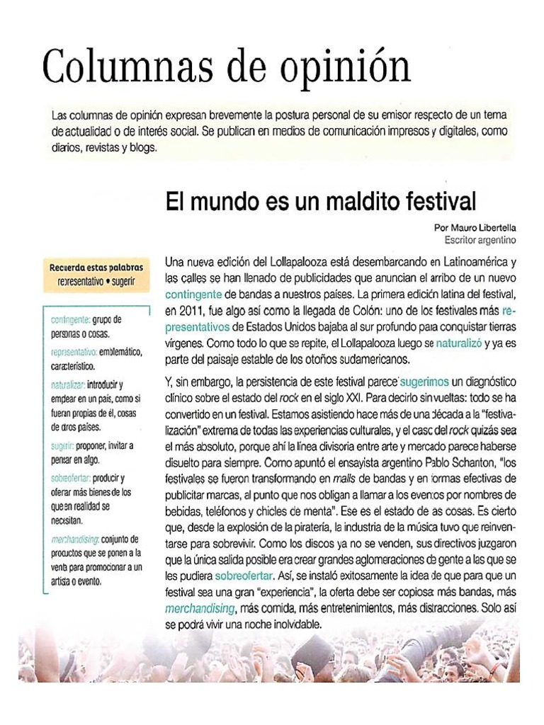 Columna de Opinión 8to | PDF 