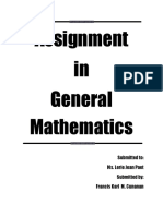 Assignment in General Mathematics: Submitted To: Ms. Lerie Jean Paet Submitted By: Francis Karl M. Cunanan