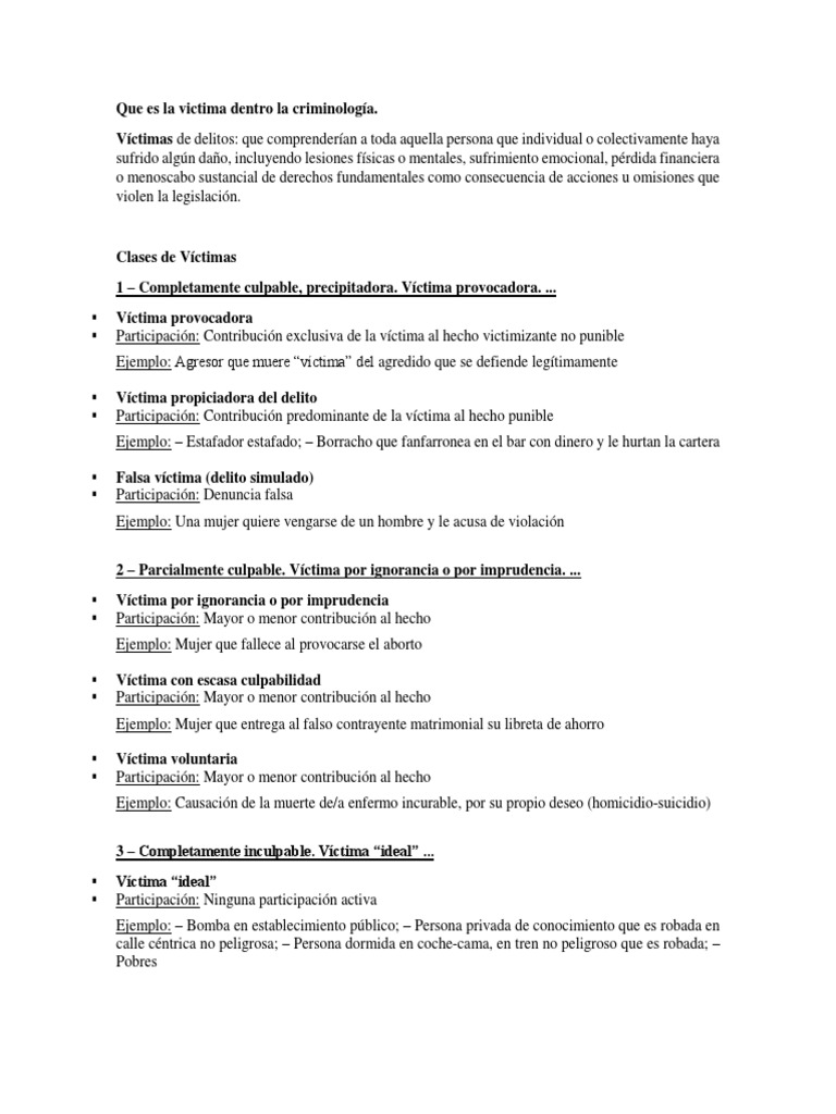 Tipos de Víctimas en Criminología | PDF | Victimologia | Criminología