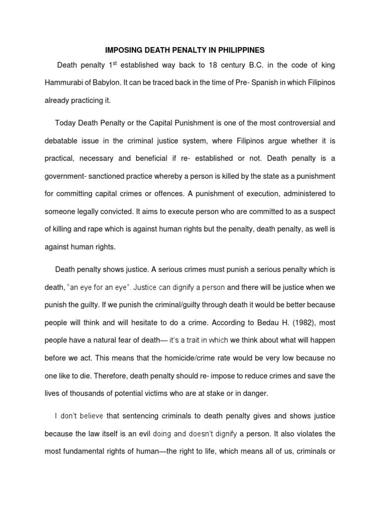 Death Penalty Pisition Paper | PDF | Capital Punishment | Punishments