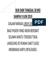 Praktek Libur Dari Tanggal 30 Mei Sampai 9 Juni 2019