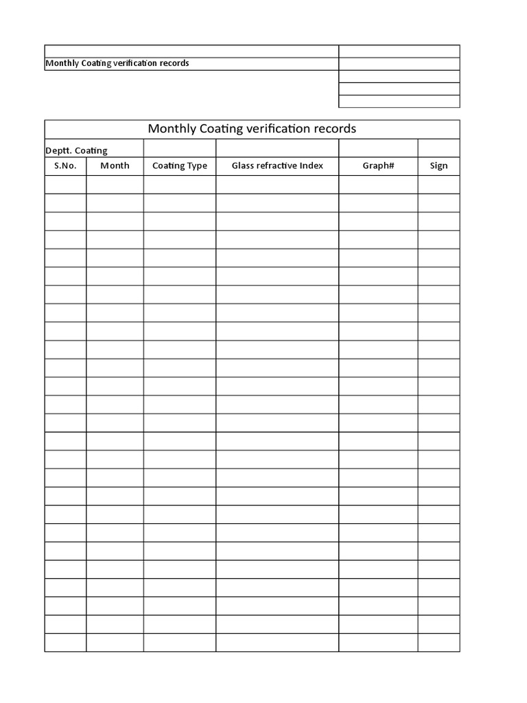 Optics Coating Reocrd Form | PDF