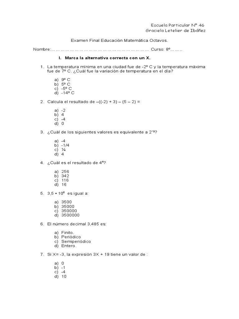 Octavo Basico | PDF | Enseñanza de matemática