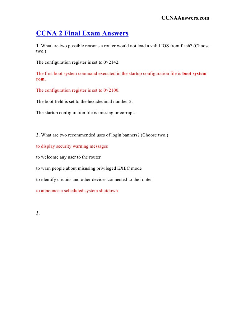 CCNA 2 Exam Insights | PDF | Computers