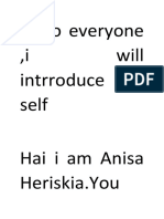 Hello Everyone, I Will Intrroduce My Self Hai I Am Anisa Heriskia - You