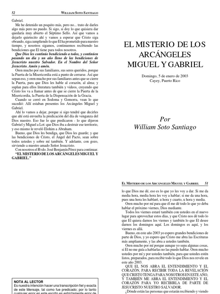 El Misterio de Los Arca¡ngeles Miguel y Gabriel PDF | PDF | Miguel ...
