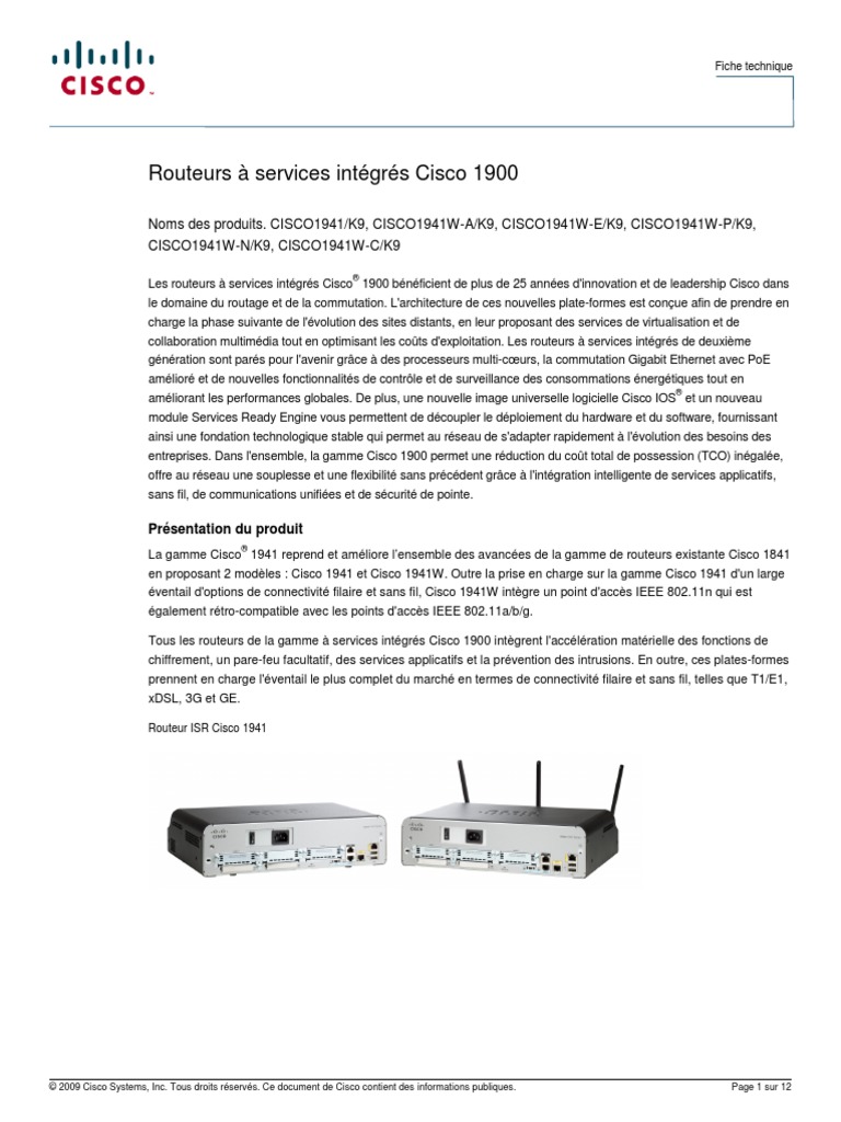 1941 Data Sheet c78 556319 | PDF | Systèmes Cisco | iOS