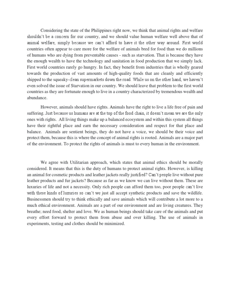 Animal Welfare Essay | Download Free PDF | Animal Welfare | Animal Rights