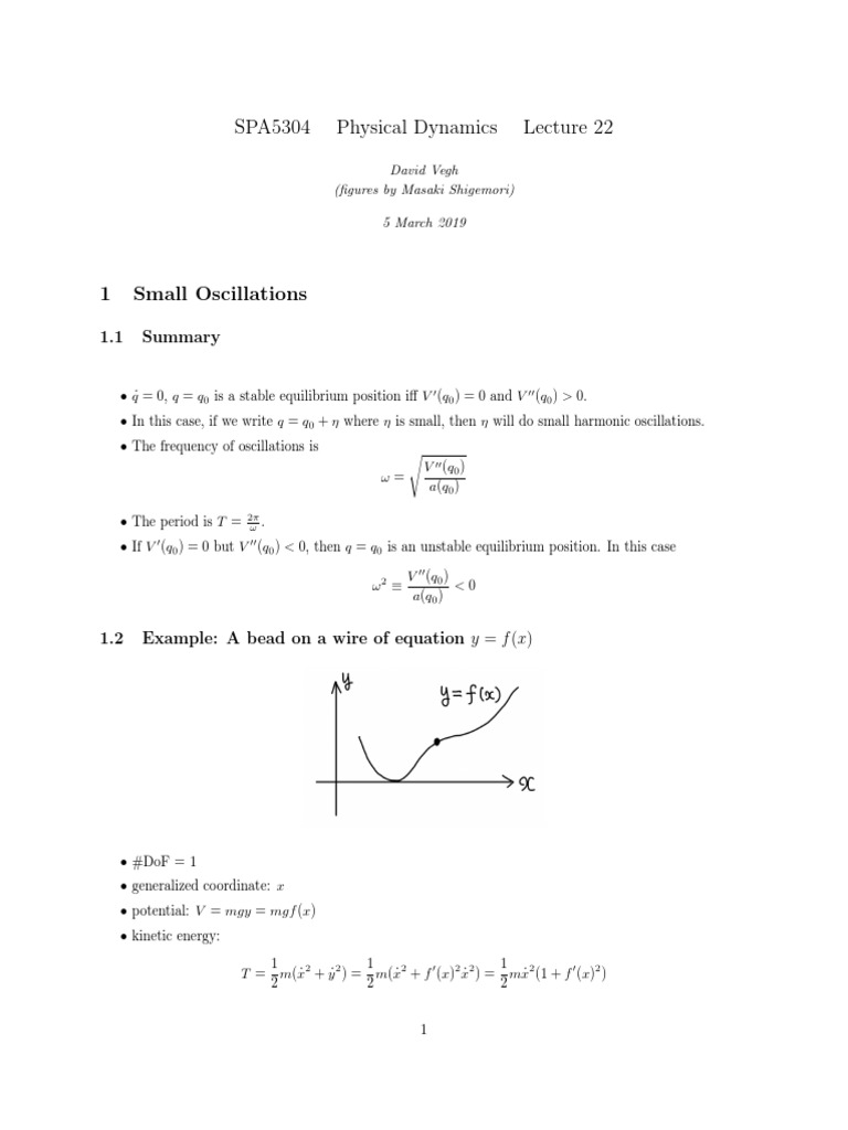 Small Oscillations in Physical Dynamics | PDF | Normal Mode | Equations