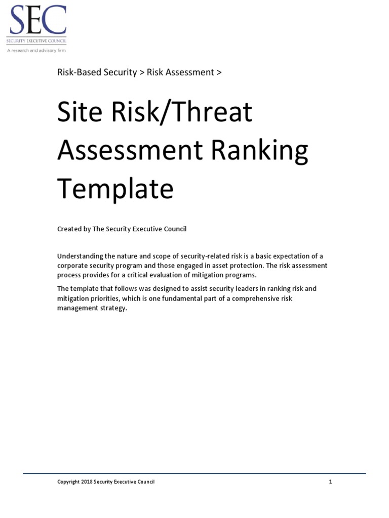 Site Risk Threat Assmt Template | PDF | Business