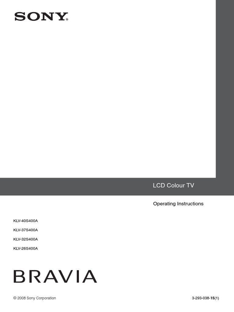 Sony KLVS400A TV Manual PDF PDF Hdmi Television