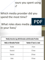 How Many Hours You Spent Using Social Media? Which Media Provider Did You Spend The Most Time? What Roles Does Media Play in Your Lives