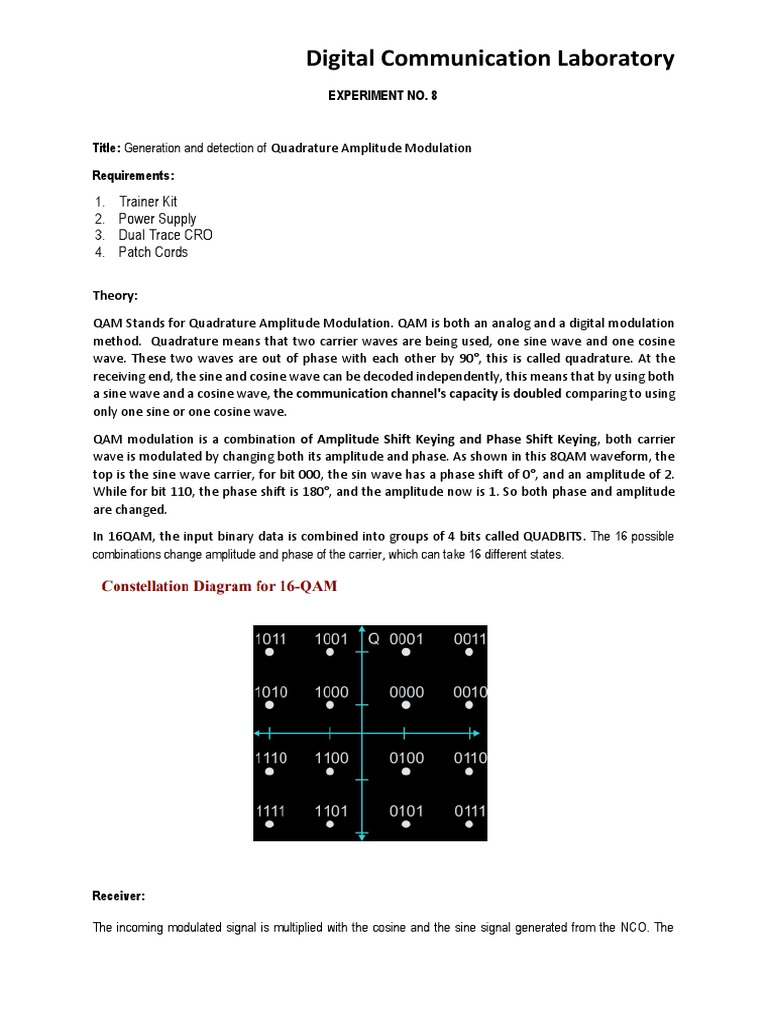 QAM Generation and Detection Setup | PDF | Modulation | Physical Layer ...