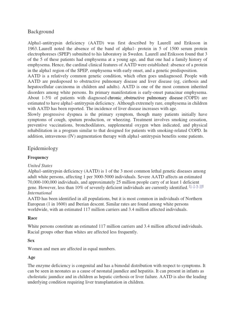 Alpha-1-Antitrypsin Deficiency | Download Free PDF | Chronic ...