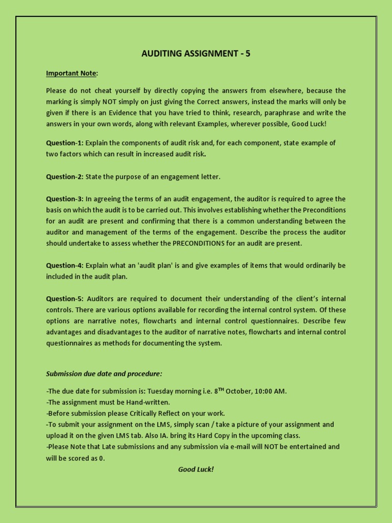 Auditing Assignment Guide | PDF | Business | Finance & Money Management