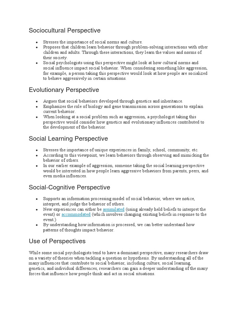 Sociocultural Perspective | PDF | Clinical Psychology | Diagnostic And ...