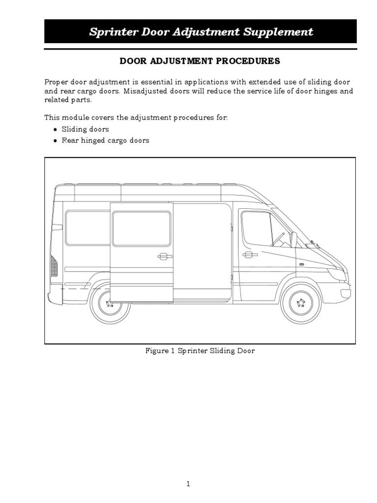Sprinter Door Adjustment Procedures Guide | PDF | Door | Screw