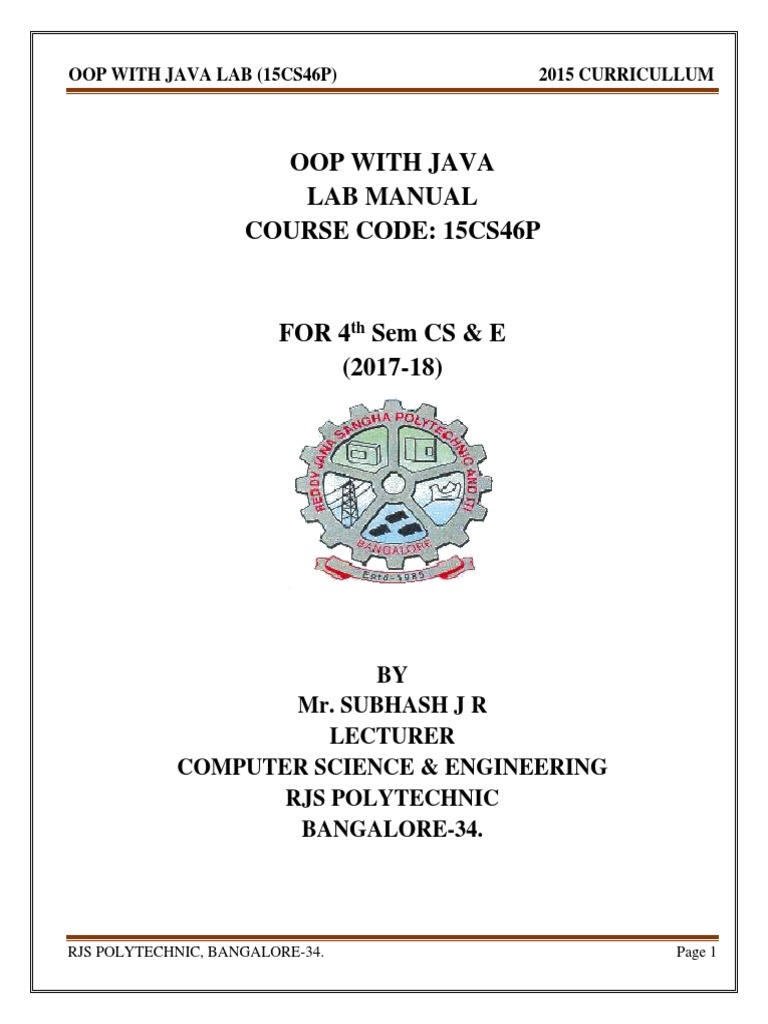 Oops With Java Syllabus Vtu Oops With Java Syllabus Vtu