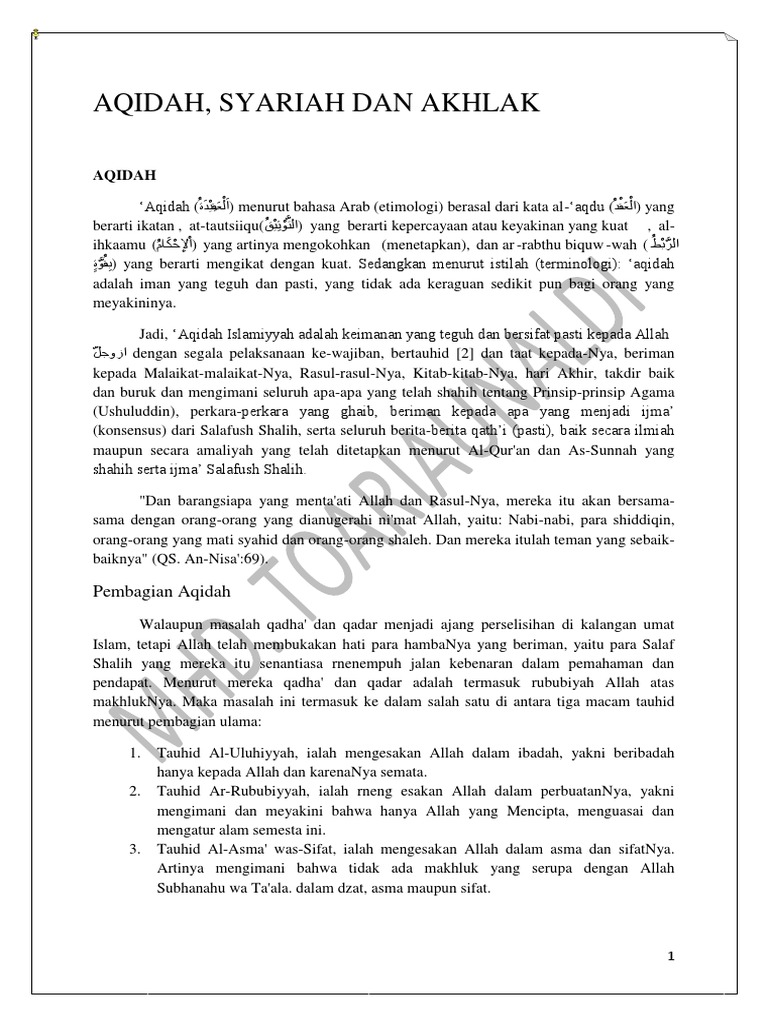 Aqidah Syariah Akhlak Pdf