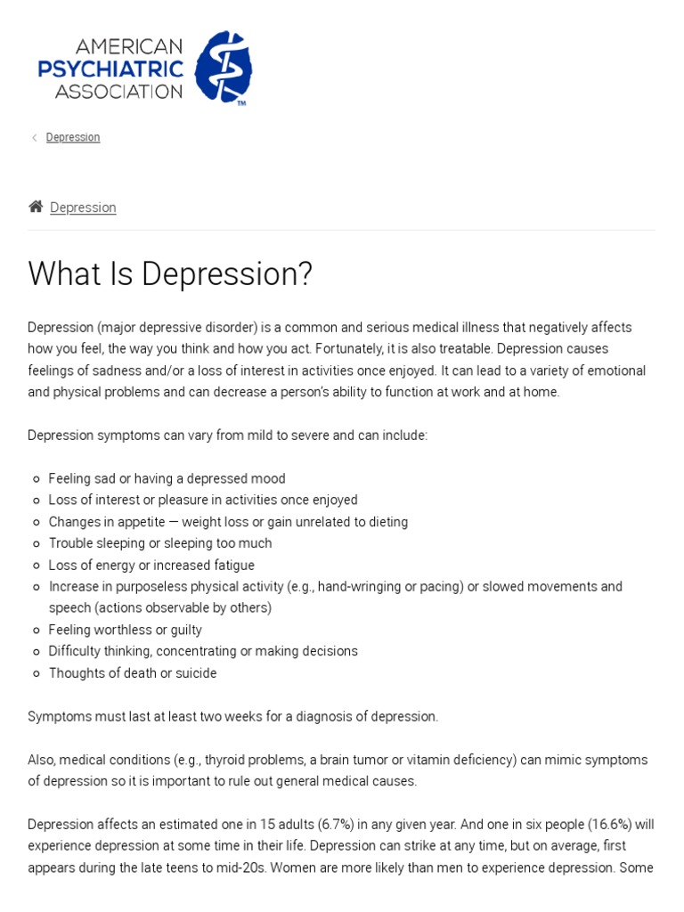 What Is Depression? | PDF | Major Depressive Disorder | Grief