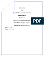 Term Paper of Quantitative Analysis (Mgt-204) : Roll No - A10 Reg No-10904871