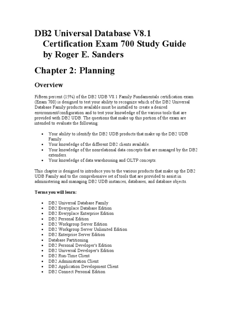DB2 Universal Database V8.1 Certification Exam 700 Study Guide by Roger ...