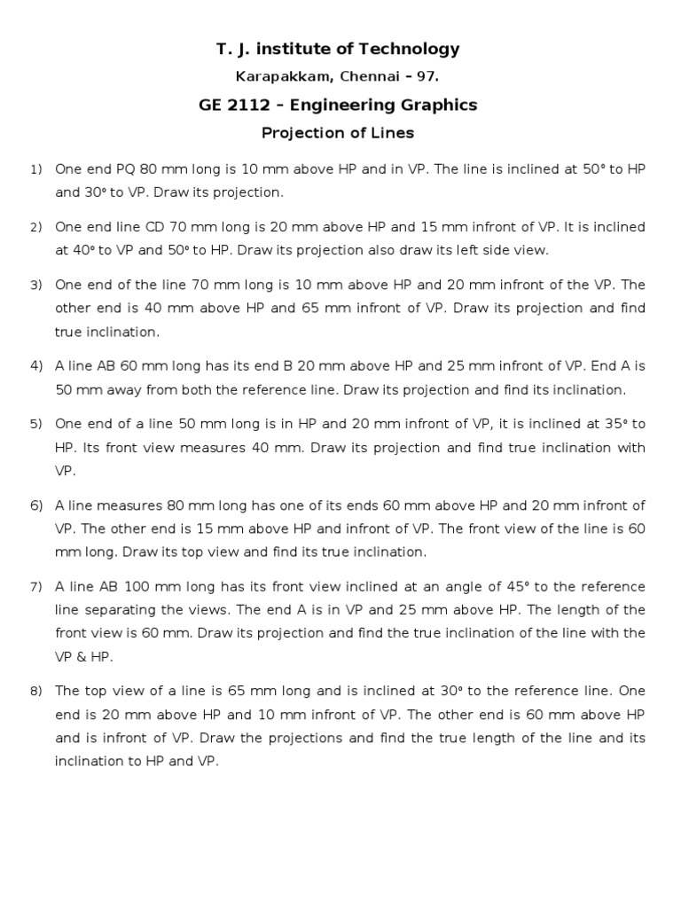 Projection Of Lines Pdf Geometry Space