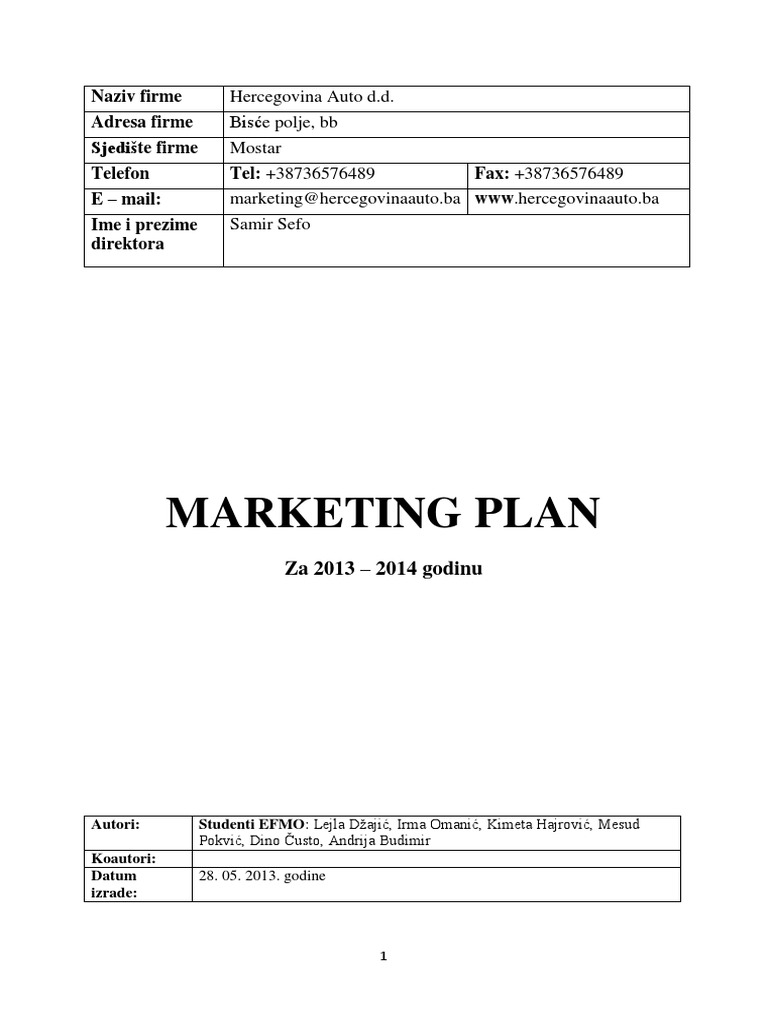 Marketing Plan | PDF