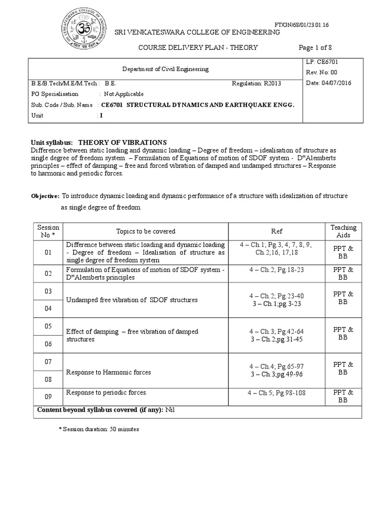 Structural Dynamics PDF Seismology Structural Engineering