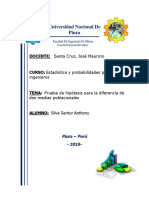 Prueba de Hipótesis para La Diferencia de Dos Medias Poblacionales