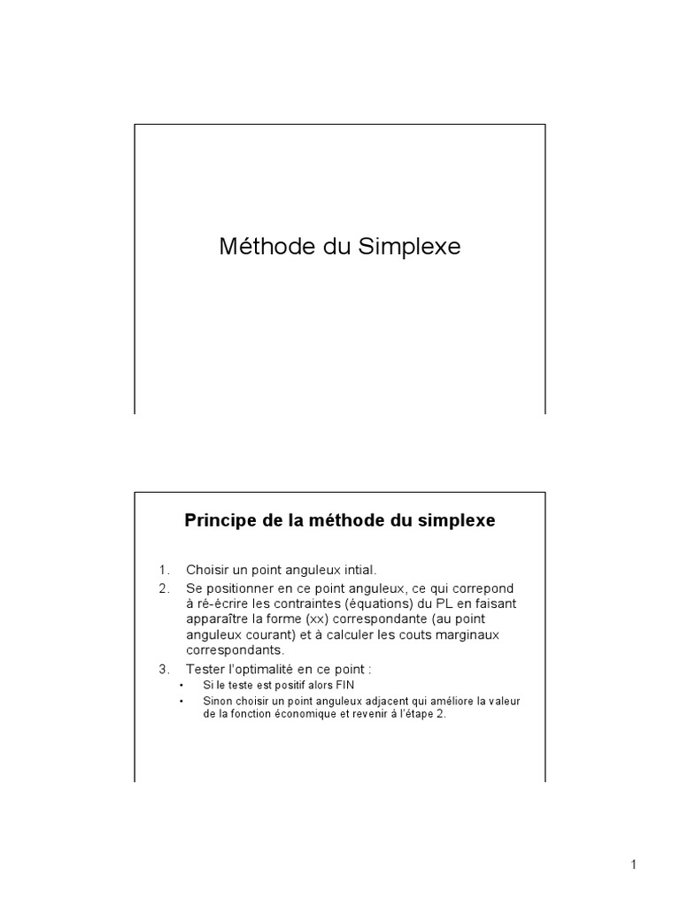 Optimisation par la méthode du simplexe | PDF | Analyses | Enseignement ...
