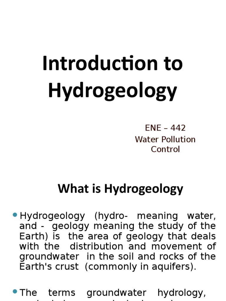 Hydrogeology intelligence overview