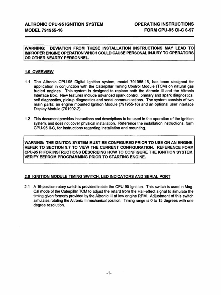 CPU-95 Ignition System Manual | PDF | Programmable Logic Controller ...