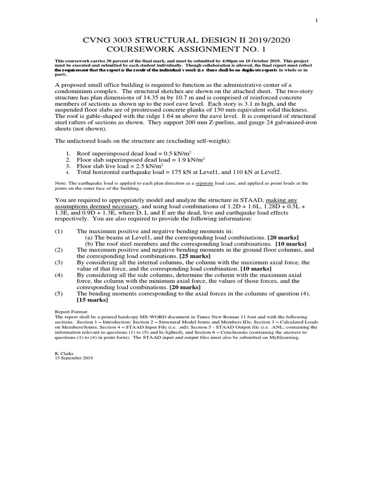 CVNG 3003 Computer-Based Strutural Analysis - Coursework 2019-2020 v2 ...