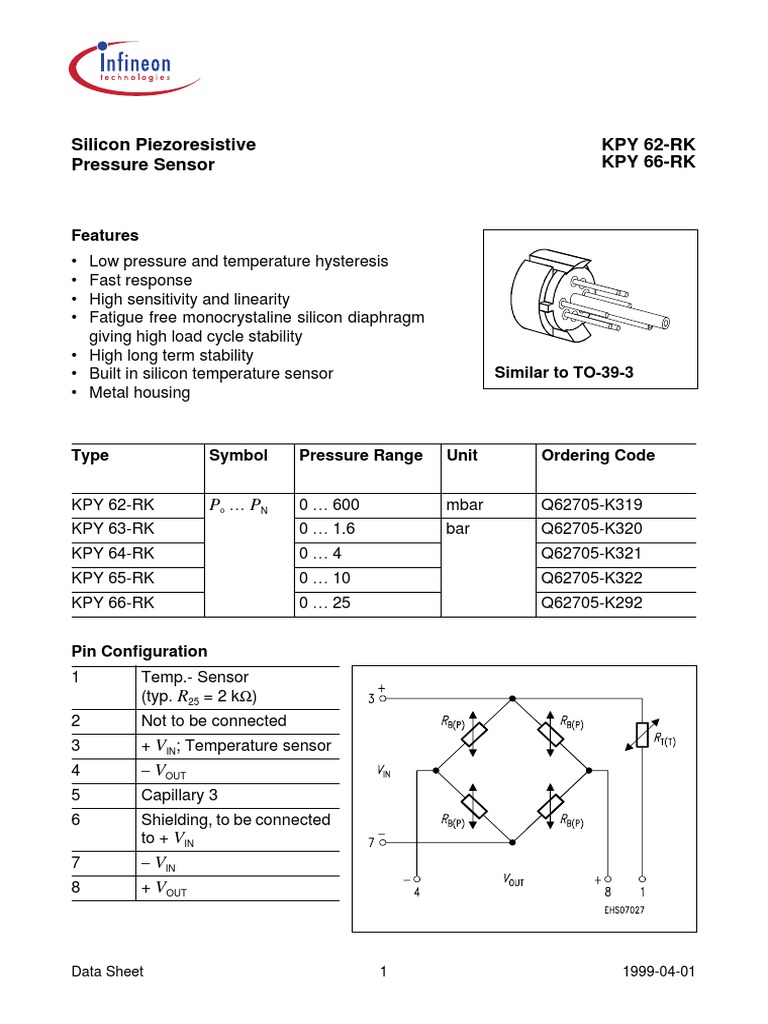 Pressure Sensor Data Sheet | PDF | Electrical Engineering ...