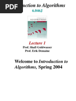 Introduction To Algorithms: Prof. Shafi Goldwasser Prof. Erik Demaine