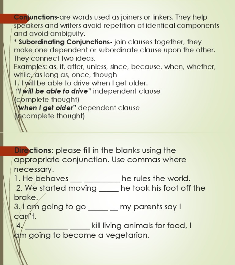 ConjunctionsAre Words Used As Joiners or Linkers PDF