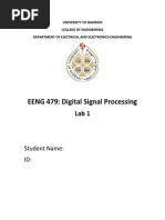 EENG 479: Digital Signal Processing: Student Name: ID