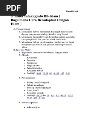 Kaifa Yatakayyafu Bil Islam Bagaimana Cara Beradaptasi Dengan Islam Rpp Pdf