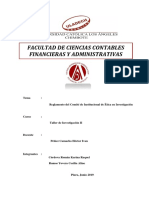 “Reglamento Del Comité de Institucional de Ética en Investigación”