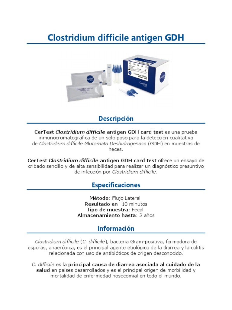 Clostridium Difficile Antigen GDH PDF Epidemiología Medicina
