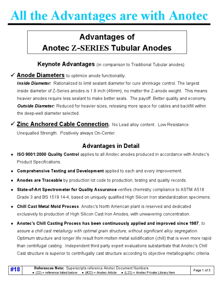 Art 18 Advantages of Anotec Z Series Anodes Rev00 | PDF | Casting ...